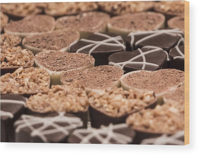 Sugar Wood Print featuring the photograph Delicious chocolate pralines by Azur13