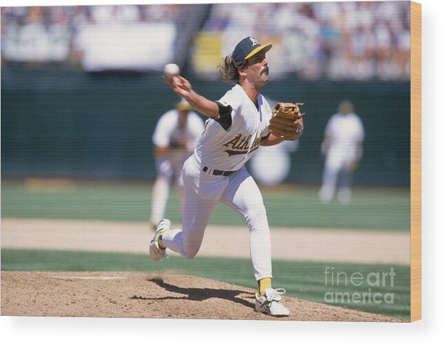 American League Baseball Wood Print featuring the photograph Dennis Eckersley by Jed Jacobsohn