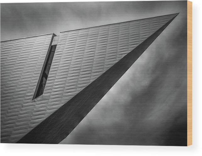 Denver Art Museum Wood Print featuring the photograph Denver Art Museum in Black and White 4 by Kevin Schwalbe