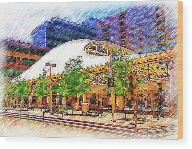 Denver Wood Print featuring the digital art Denver Transit Center Architecture by Kirt Tisdale