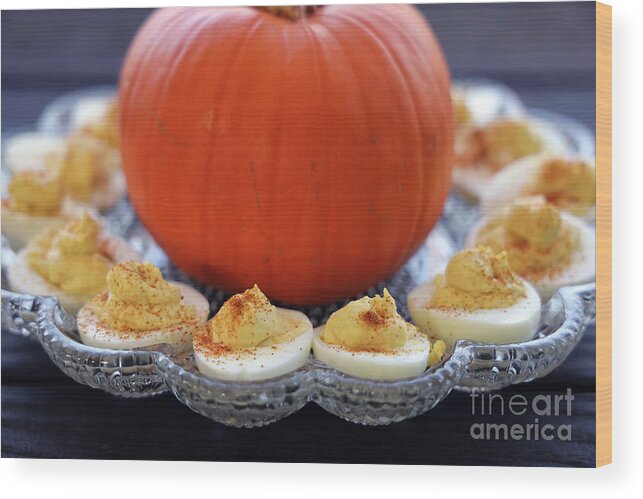 Deviled Eggs Wood Print featuring the photograph Deviled Eggs and Pumpkin 2854 by Jack Schultz