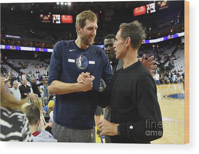 Nba Pro Basketball Wood Print featuring the photograph Dirk Nowitzki and Steve Nash by Jesse D. Garrabrant