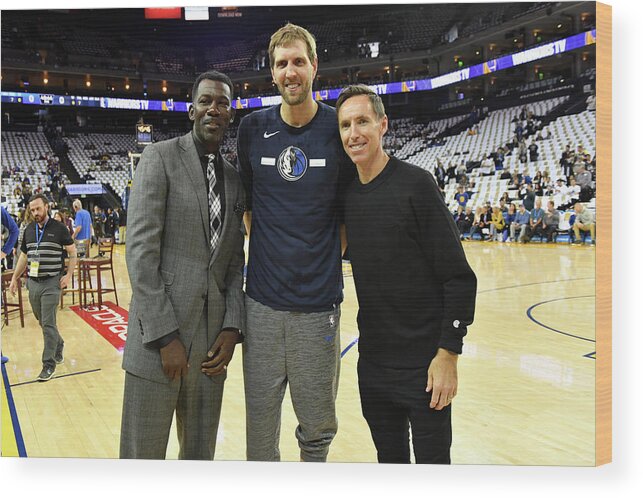 Nba Pro Basketball Wood Print featuring the photograph Dirk Nowitzki, Steve Nash, and Michael Finley by Jesse D. Garrabrant