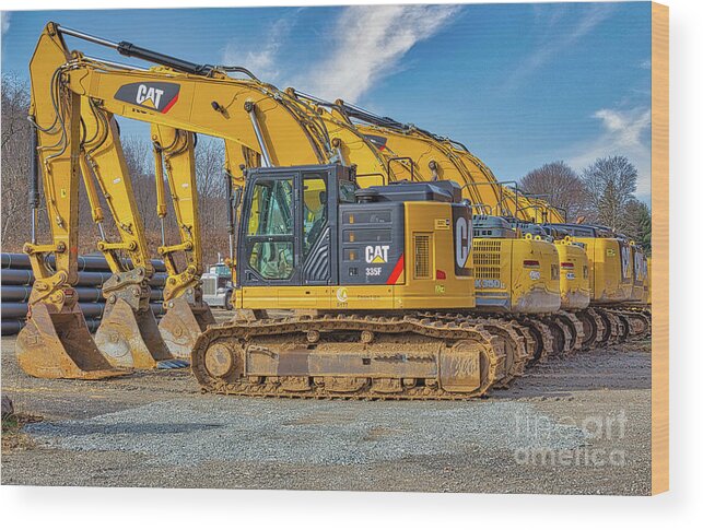 Done For The Season Construction Equipment Wood Print featuring the photograph Done for the Season Construction Equipment Three by Randy Steele