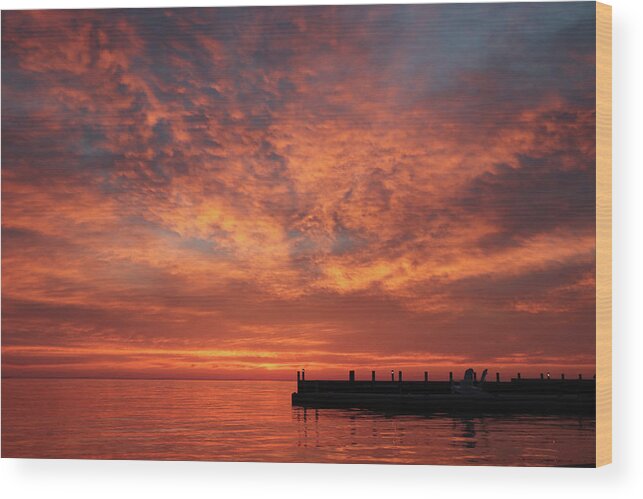 Sunset Wood Print featuring the photograph Door County Sunset 3 by David T Wilkinson