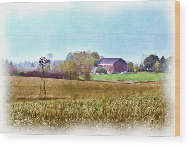 Door County Wisconsin Wood Print featuring the digital art Door county Windmill by Stacey Carlson