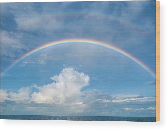 Rainbow Wood Print featuring the photograph Double rainbow at sea by Bradford Martin