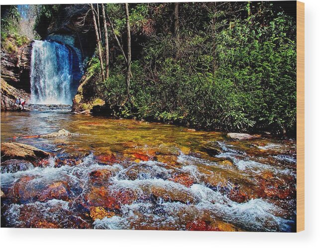 Waterfall Wood Print featuring the photograph Down By the River by Allen Nice-Webb