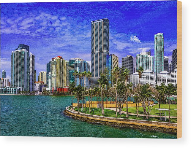 Downtown Miami Wood Print featuring the digital art Downtown Miami by SnapHappy Photos