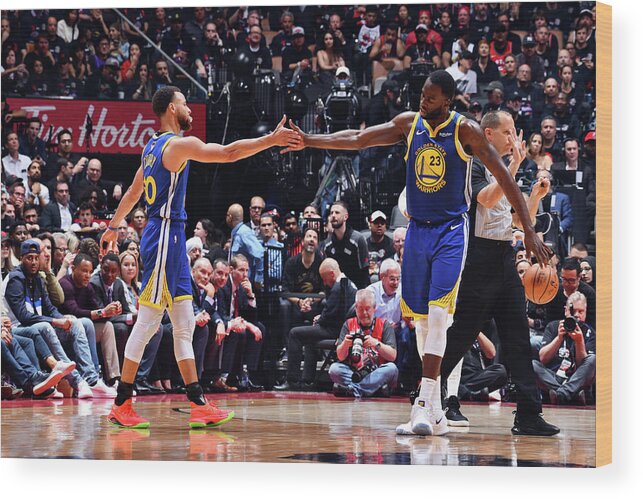 Stephen Curry Wood Print featuring the photograph Draymond Green and Stephen Curry by Jesse D. Garrabrant