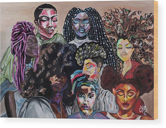 Diversity Wood Print featuring the painting Dream a World by Chiquita Howard-Bostic