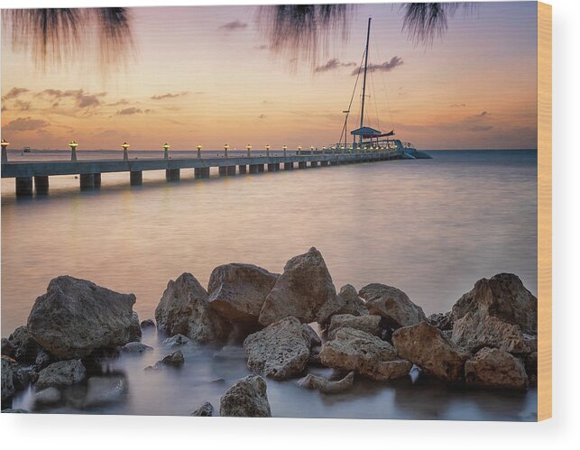 3scape Wood Print featuring the photograph Dusk at Rum Point Grand Cayman by Adam Romanowicz