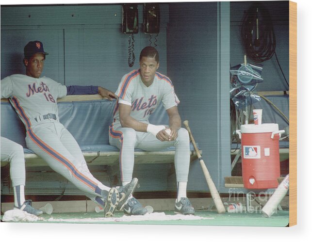 Dwight Gooden Wood Print featuring the photograph Dwight Gooden and Darryl Strawberry by George Gojkovich