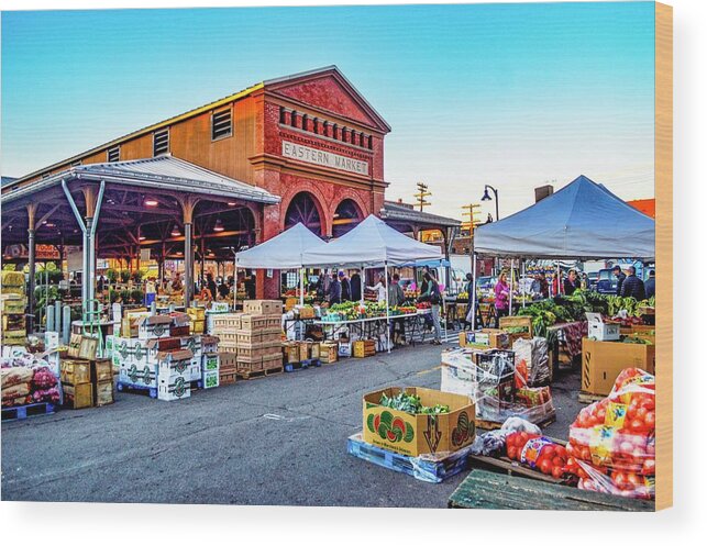 Eastern Market Entrance Wood Print featuring the photograph Eastern Market Entrance DSC_1250 by Michael Thomas