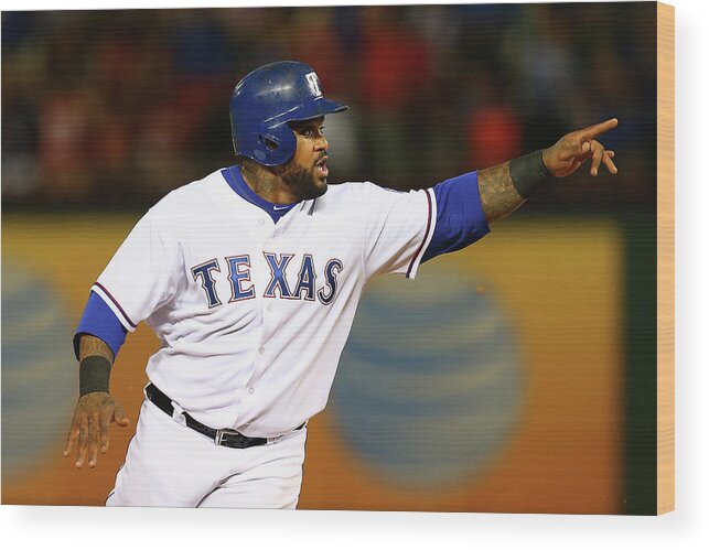 Three Quarter Length Wood Print featuring the photograph Elvis Andrus and Prince Fielder by Sarah Crabill