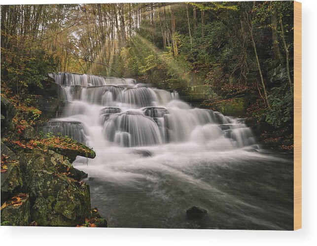 Waterfall Wood Print featuring the photograph Enchanted Forest by Eric Haggart