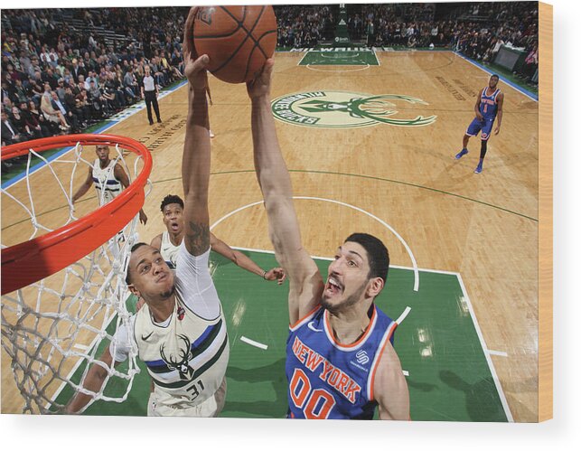 John Henson Wood Print featuring the photograph Enes Kanter and John Henson by Gary Dineen
