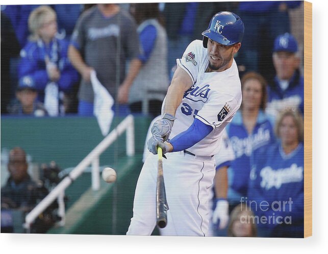 Game Two Wood Print featuring the photograph Eric Hosmer by Rob Carr