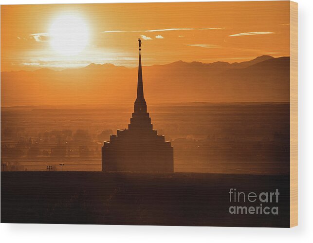 Horizontal Wood Print featuring the photograph Evening Silhouette - Rexburg Idaho Temple by Bret Barton