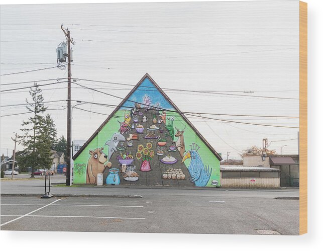 New Topographics Wood Print featuring the photograph Everett Mural by Stuart Allen