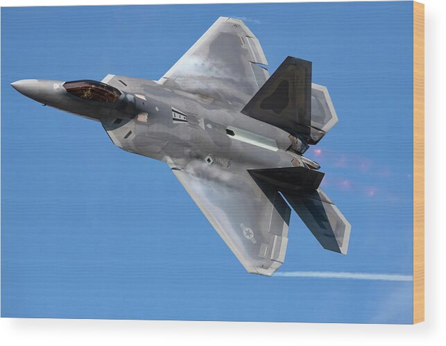 F-22 Raptor Wood Print featuring the photograph F-22 Raptor by Alejandro Pena