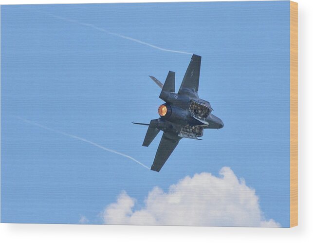 Military Wood Print featuring the photograph F35 Afterburner by Ed Stokes