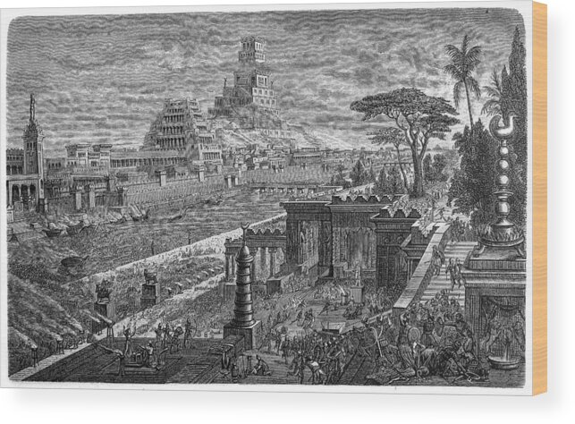 Engraving Wood Print featuring the drawing Fall of Babylon by Cyrus II, 539 BC by Nastasic