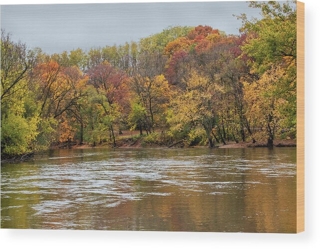 Autumn Wood Print featuring the photograph Fall on the Fox River by Ira Marcus