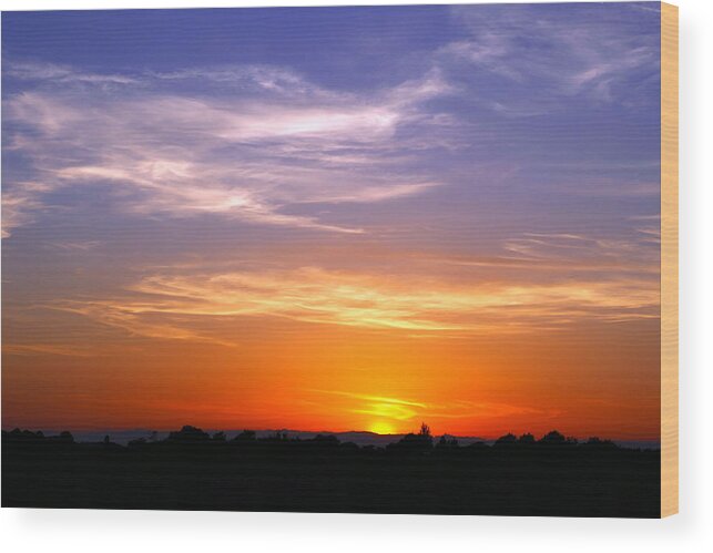  France Wood Print featuring the photograph Fantastic Sunset Over the French Countryside by Jeremy Hayden