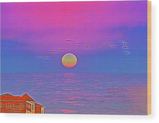 Sunset Wood Print featuring the photograph Fantasy sunset by Mingming Jiang