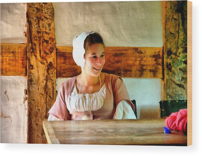 Painting Wood Print featuring the painting Farm Girl by Anthony M Davis