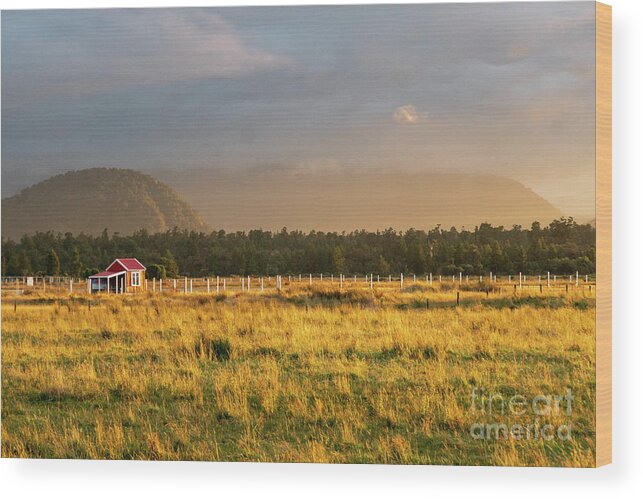New Zealand Wood Print featuring the photograph #Farm #House on the Beach in #NewZealand by Max Blumenthal