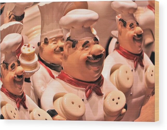 Chefs Wood Print featuring the photograph Fat Happy Chefs by William Rockwell