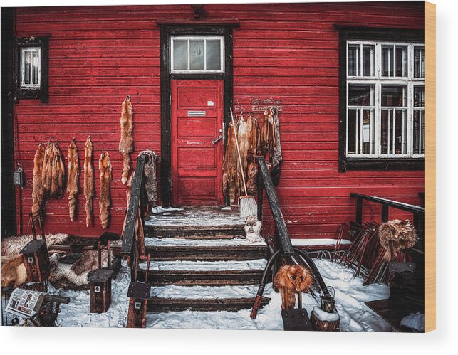 House Wood Print featuring the photograph Finnish Red in Winter by Philippe Sainte-Laudy