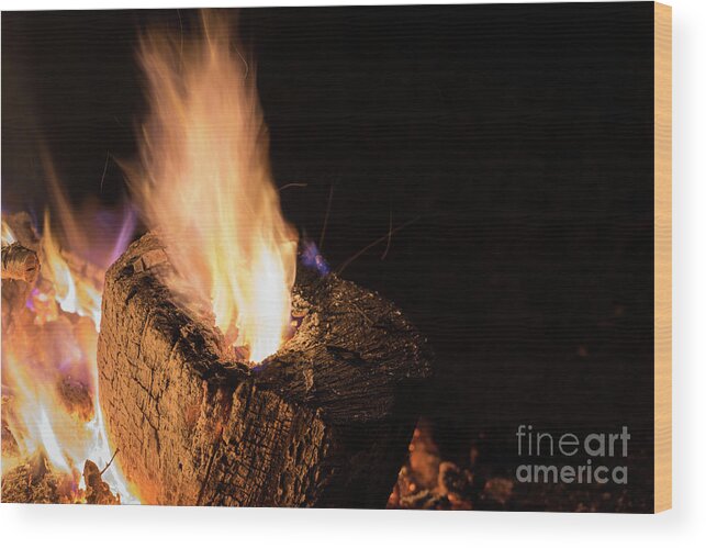 Fire Wood Print featuring the photograph Fire and flames 11 by Adriana Mueller
