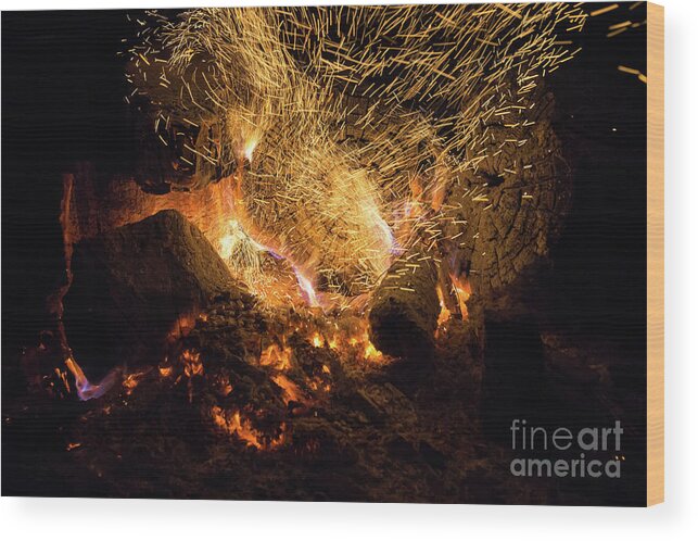Fire Wood Print featuring the photograph Fire and flames 2 by Adriana Mueller