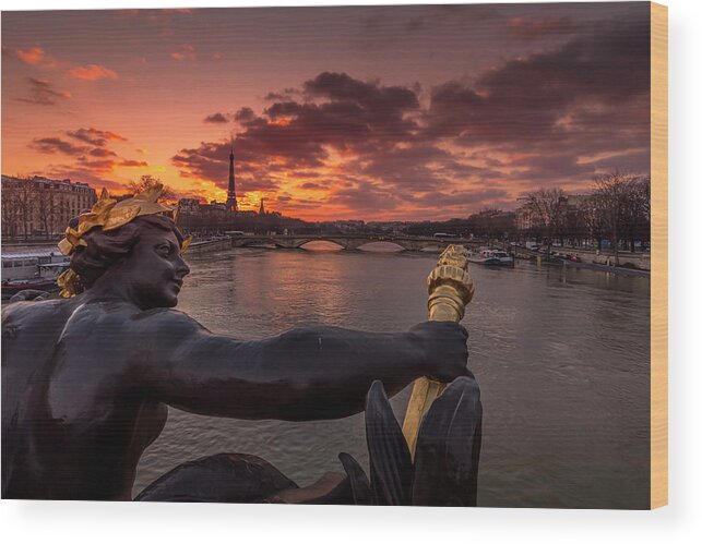 Travel Wood Print featuring the photograph Fire In The Sky by Jerome Labouyrie