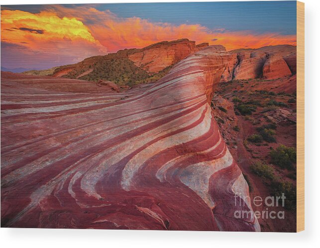 America Wood Print featuring the photograph Fire Wave by Inge Johnsson