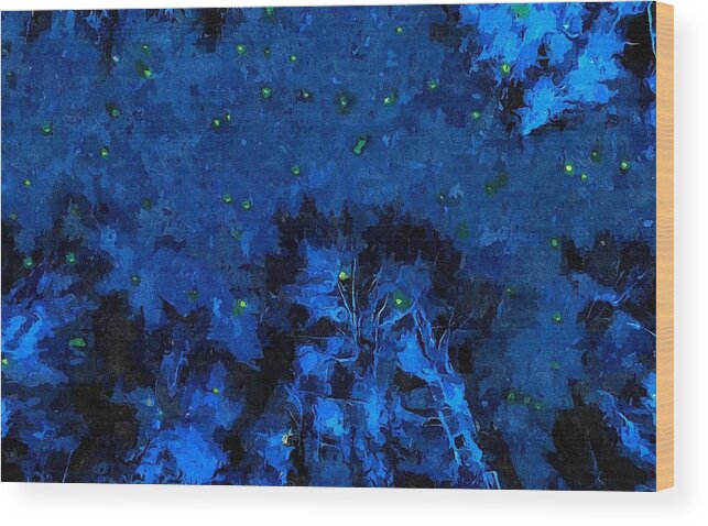 Firefly Wood Print featuring the mixed media Firefly Night by Christopher Reed