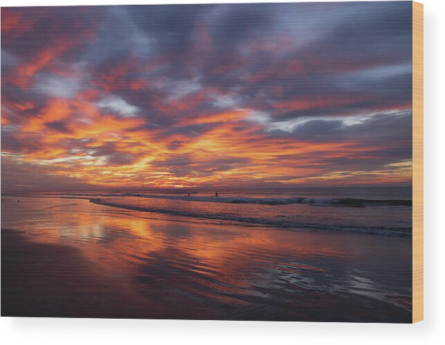 Surf Wood Print featuring the photograph First on the Surf by Ree Reid