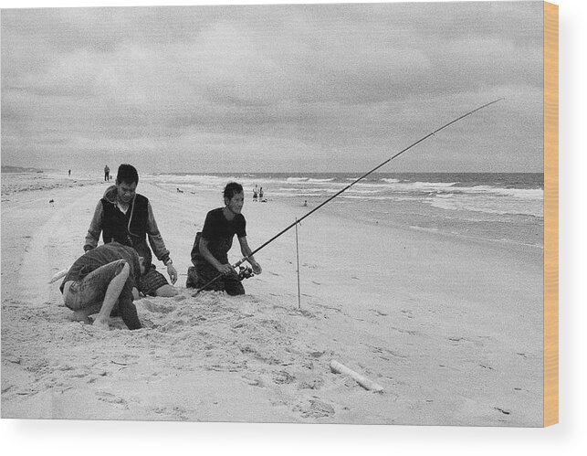 Island Beach State Park Wood Print featuring the photograph Fishermen, Island Beach State Park, New Jersey by Stephen Russell Shilling