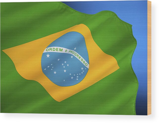 South America Wood Print featuring the photograph Flag of Brazil by Steve Allen