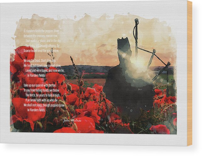 Soldier Poppies Wood Print featuring the digital art Flanders Field by Airpower Art