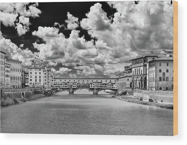 Black And White Wood Print featuring the photograph Florence, Italy by Mirko Chessari