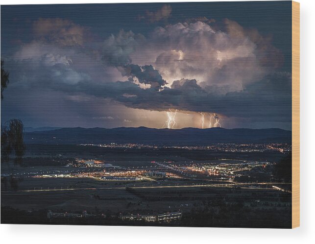 Lightning Wood Print featuring the photograph Fly Away by Ari Rex