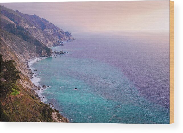 Beauty In Nature Wood Print featuring the photograph Fog Big Sur Carmel Monterey PCH 0743 by Amyn Nasser