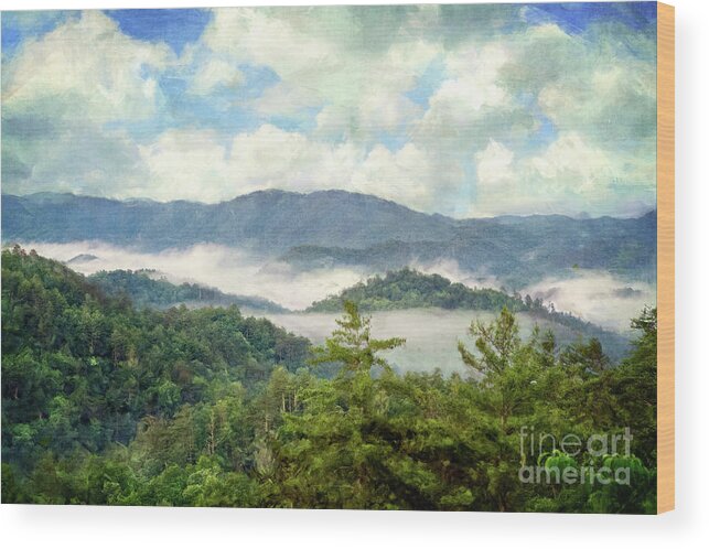 Fog Wood Print featuring the photograph Fog in the Valley 3 by Phil Perkins