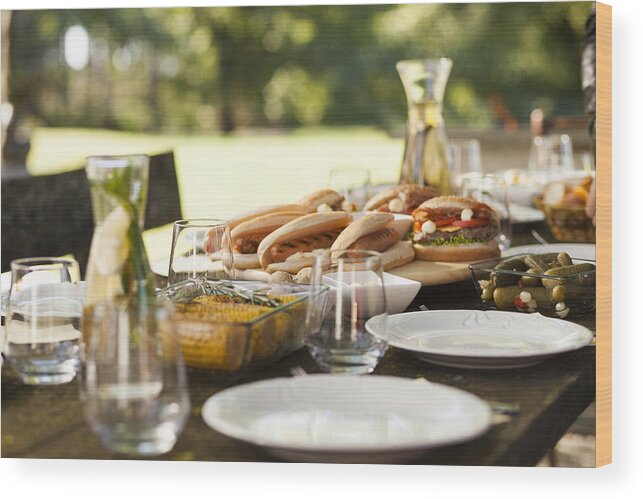 Slovenia Wood Print featuring the photograph Food on a picnic table by Tomazl