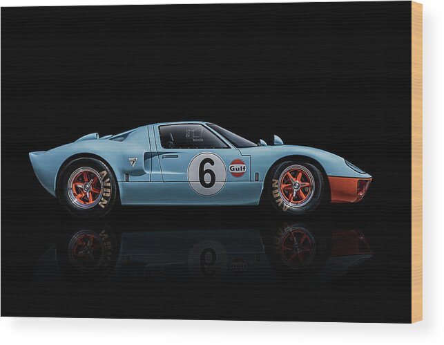 Racing Wood Print featuring the digital art Ford GT 40 by Douglas Pittman