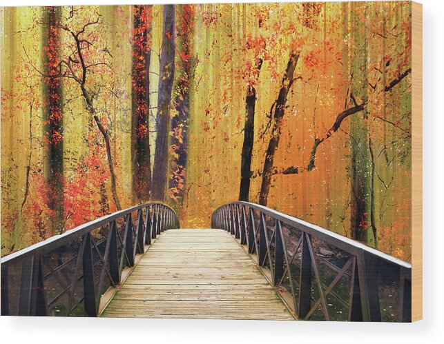 Footbridge Wood Print featuring the photograph Forest Fantasia by Jessica Jenney